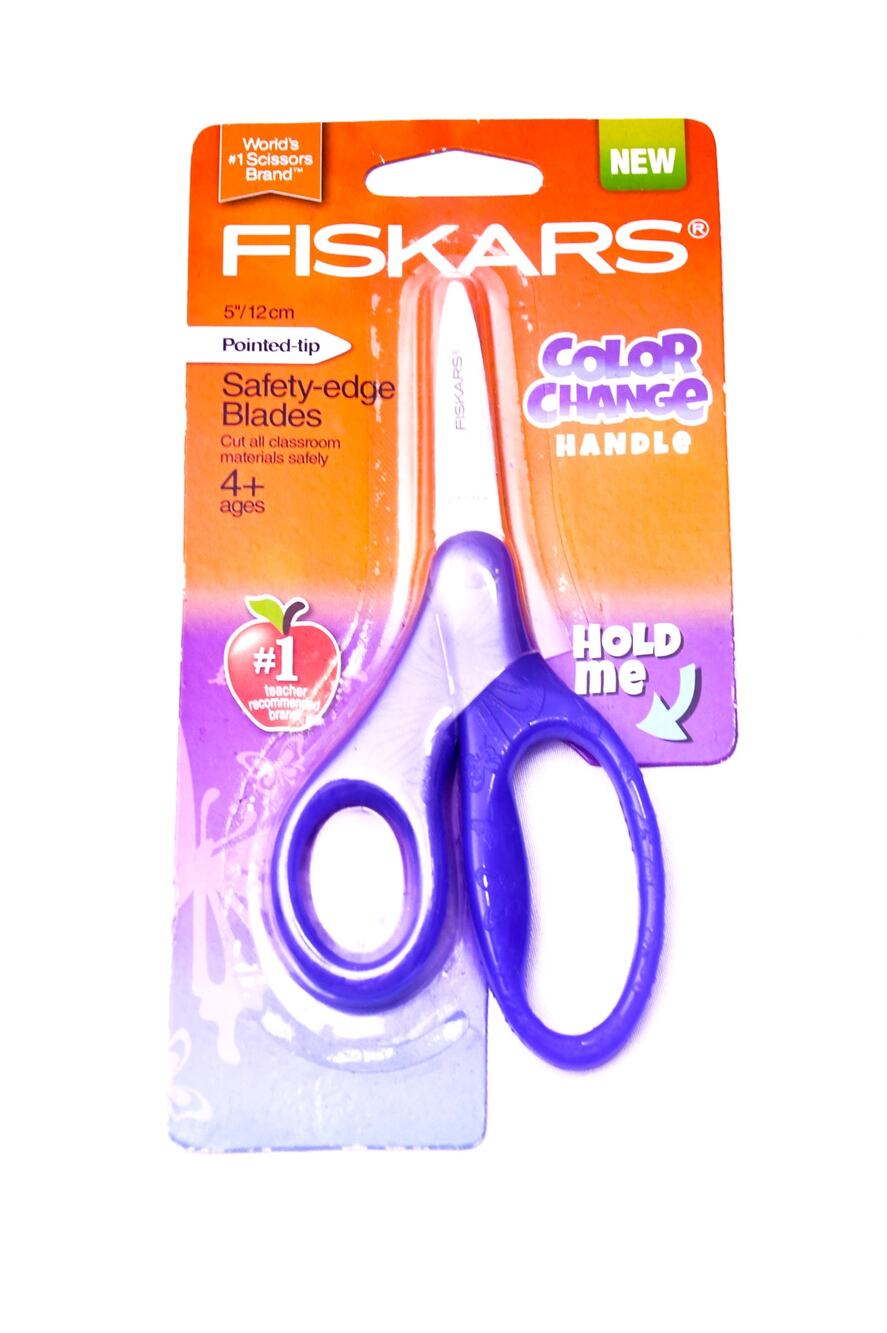 Fiskars 5" Color Change Kids Safety Scissors Pointed Tip Purple New Sealed